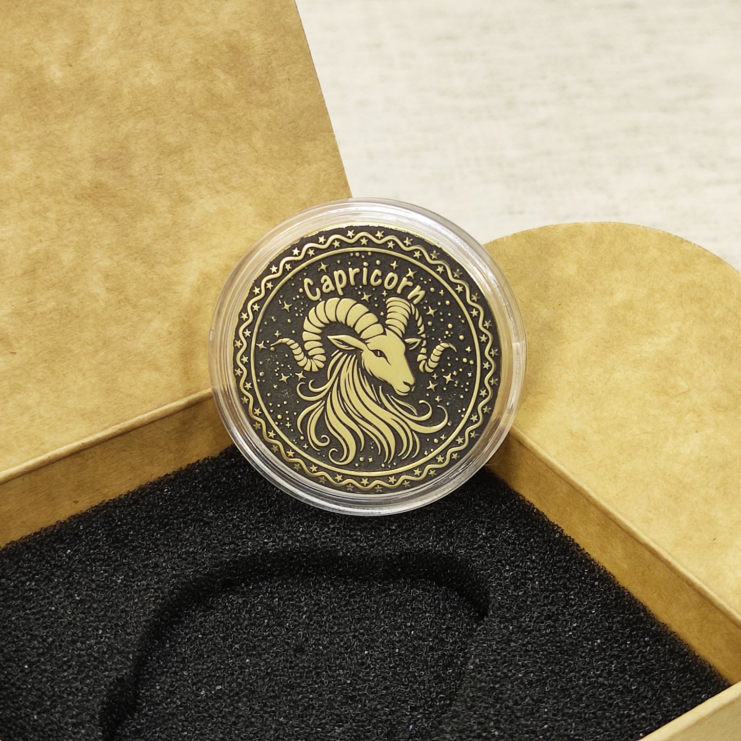 Brass Capricorn Zodiac Coin – Personalized Engraved Astrological Gift
