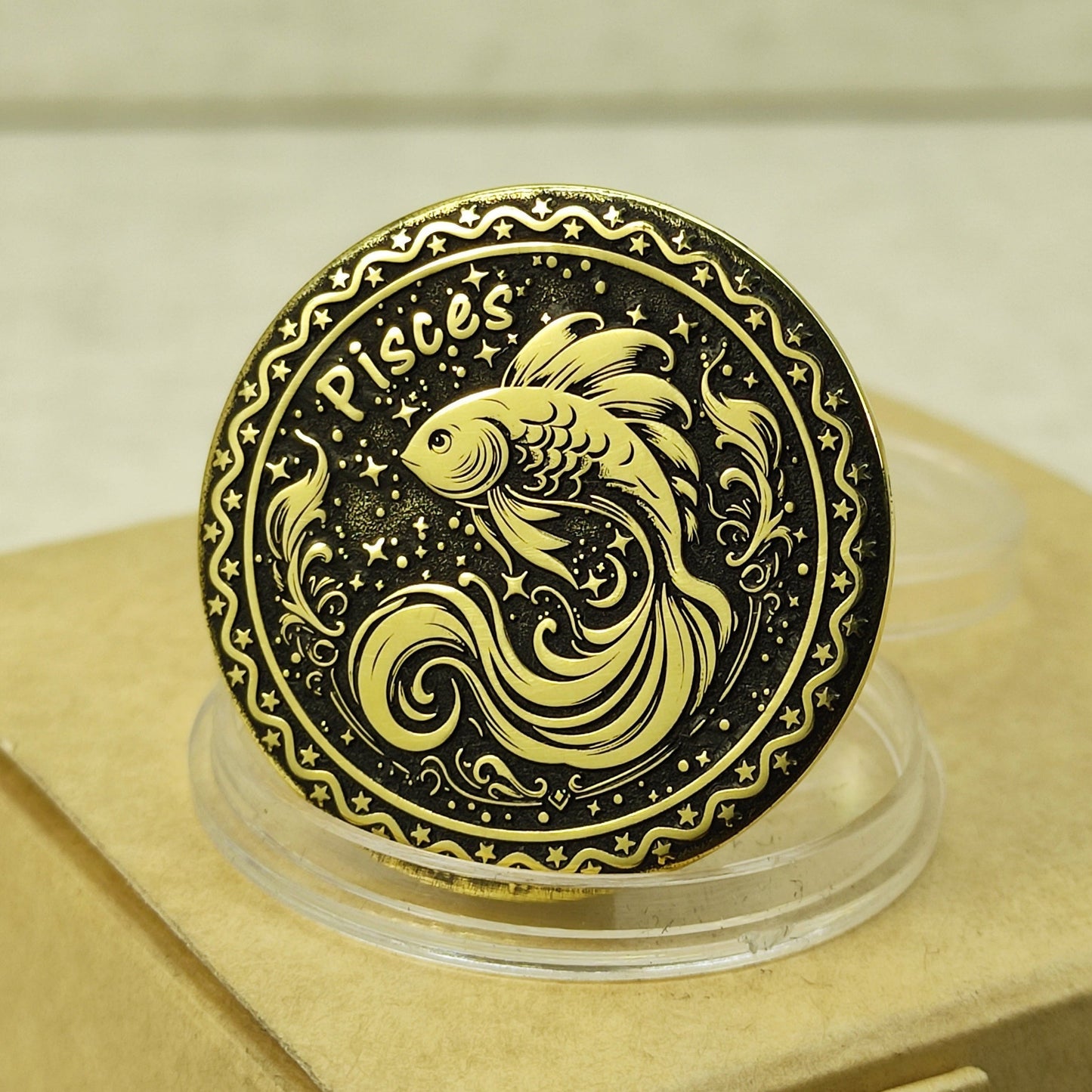 Personalized Brass Pisces Coin – Unique Zodiac Talisman Gift