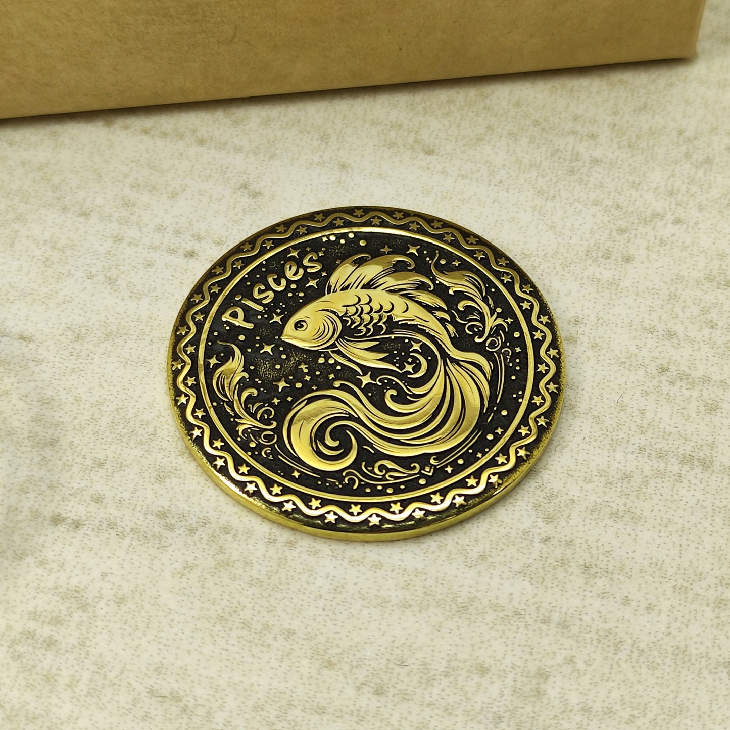 Personalized Brass Pisces Coin – Unique Zodiac Talisman Gift