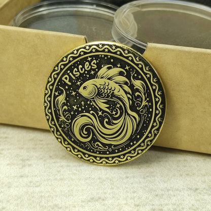 Personalized Brass Pisces Coin – Unique Zodiac Talisman Gift