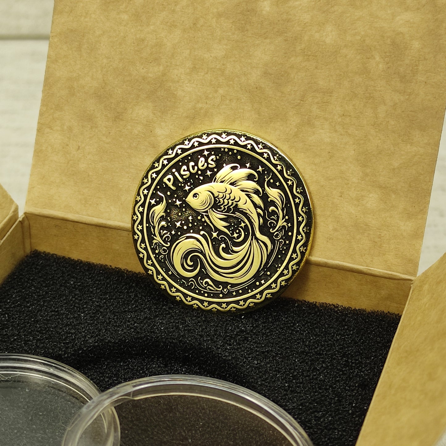 Personalized Brass Pisces Coin – Unique Zodiac Talisman Gift
