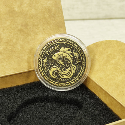 Personalized Brass Pisces Coin – Unique Zodiac Talisman Gift