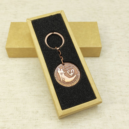 Copper Keychain Coin "7 Years Together" — Personalized 7th Wedding Anniversary Gift