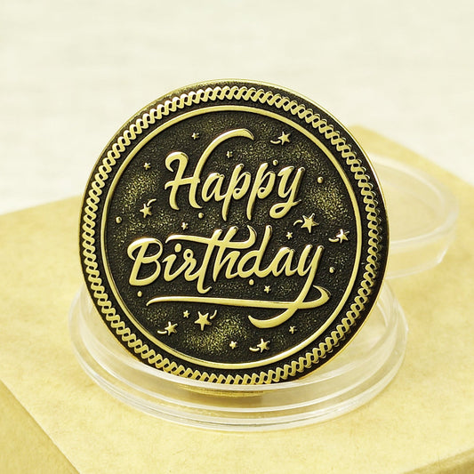Brass Happy Birthday Coin with Personalization – Premium Gift Coin