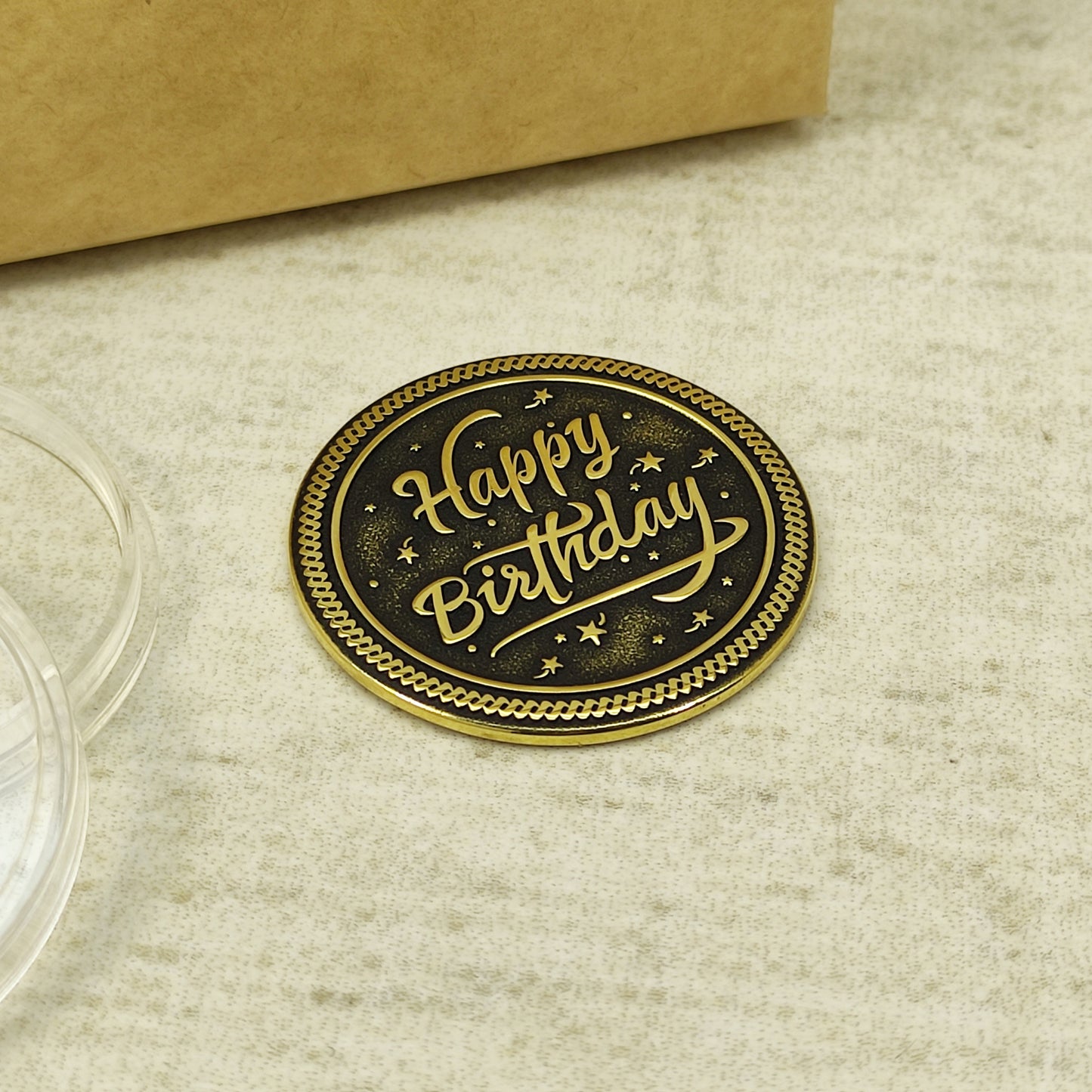 Brass Happy Birthday Coin with Personalization – Premium Gift Coin