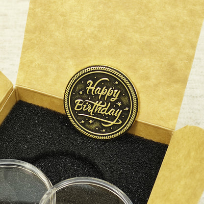 Brass Happy Birthday Coin with Personalization – Premium Gift Coin