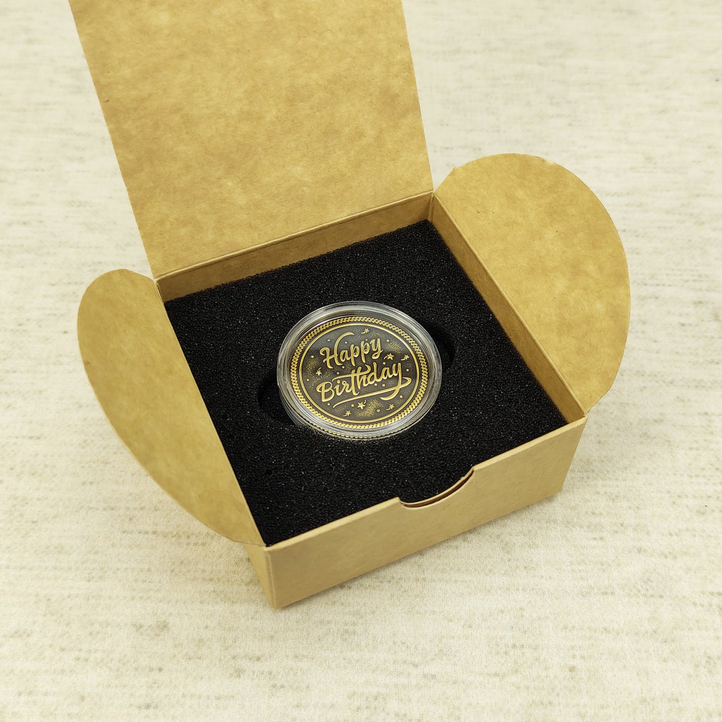 Brass Happy Birthday Coin with Personalization – Premium Gift Coin