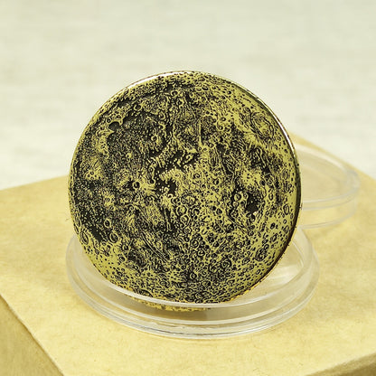 Brass "Moon" Coin with Realistic Relief – Collectible Coin with Customization