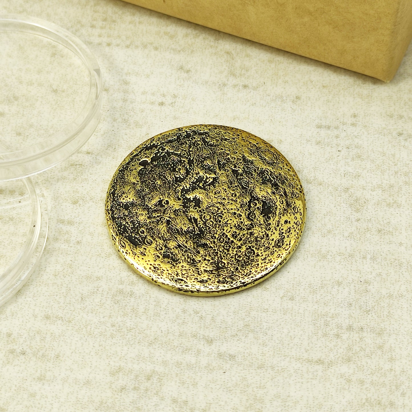 Brass "Moon" Coin with Realistic Relief – Collectible Coin with Customization