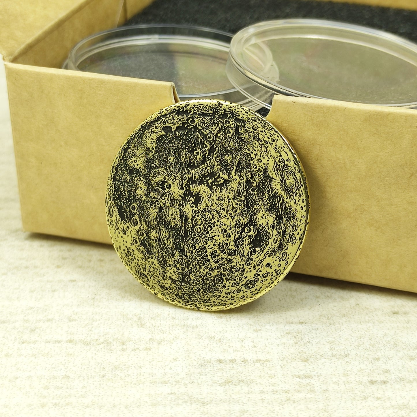 Brass "Moon" Coin with Realistic Relief – Collectible Coin with Customization