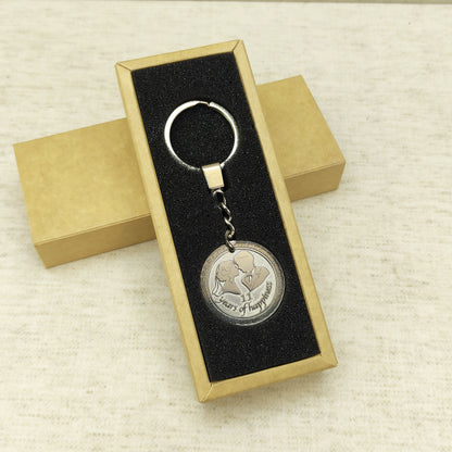 Stainless Steel 11th Wedding Anniversary Coin Keychain - Personalized Engraved Gift for Steel Anniversary