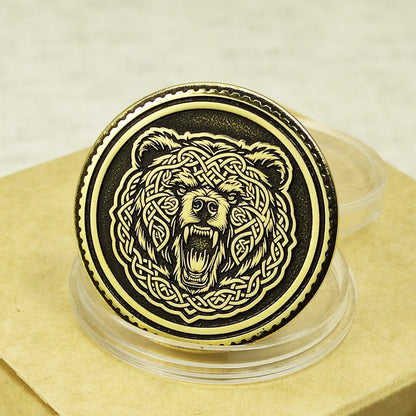 Brass "Bear" Coin in Nordic Style – Collectible Coin with Customization