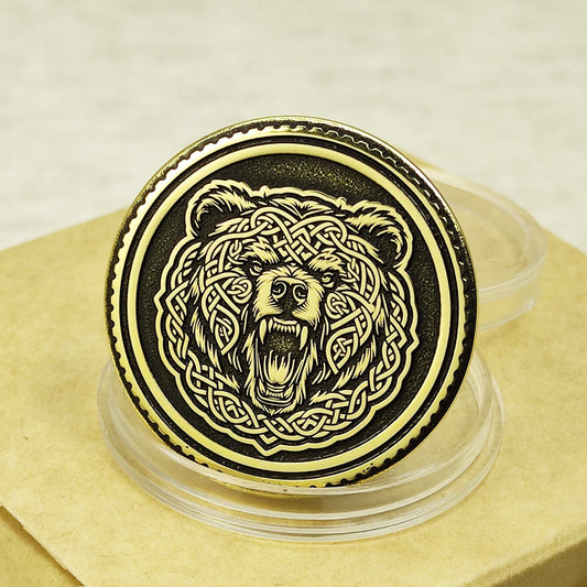 Brass "Bear" Coin in Nordic Style – Collectible Coin with Customization