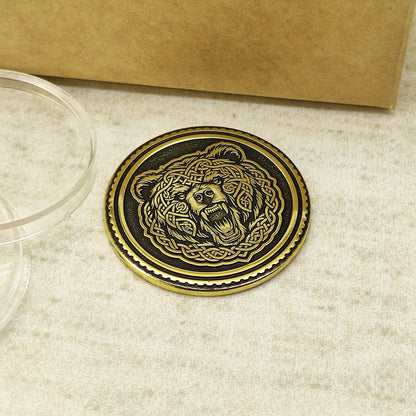 Brass "Bear" Coin in Nordic Style – Collectible Coin with Customization