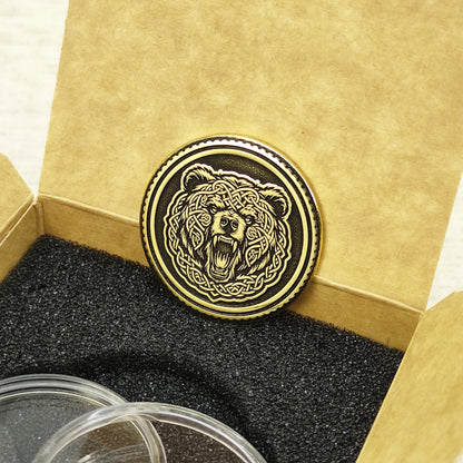 Brass "Bear" Coin in Nordic Style – Collectible Coin with Customization