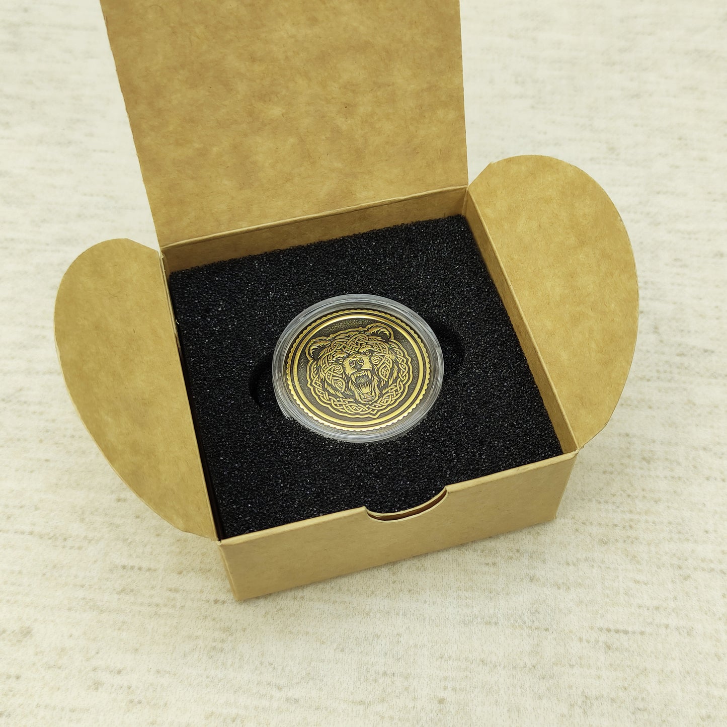 Brass "Bear" Coin in Nordic Style – Collectible Coin with Customization