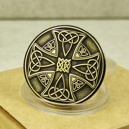 Brass Celtic Cross Coin with Custom Engraving – Personalized Gift Token