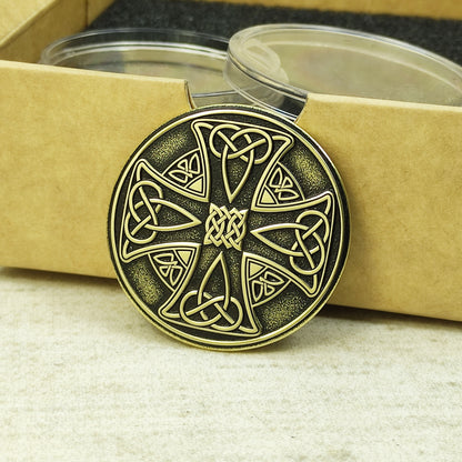Brass Celtic Cross Coin with Custom Engraving – Personalized Gift Token
