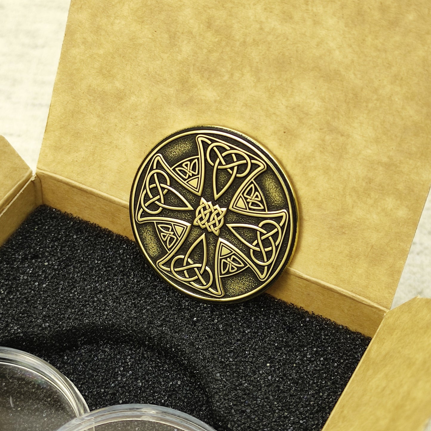 Brass Celtic Cross Coin with Custom Engraving – Personalized Gift Token