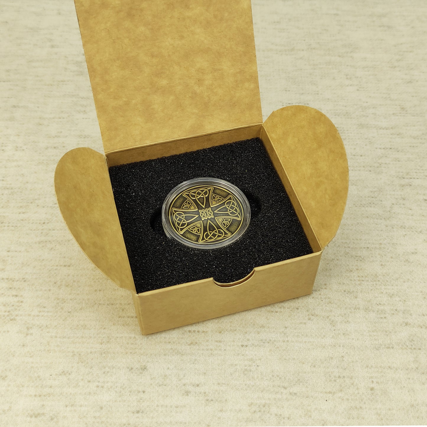 Brass Celtic Cross Coin with Custom Engraving – Personalized Gift Token