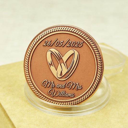 Personalized Copper Wedding Coin – Custom Anniversary and Wedding Gift