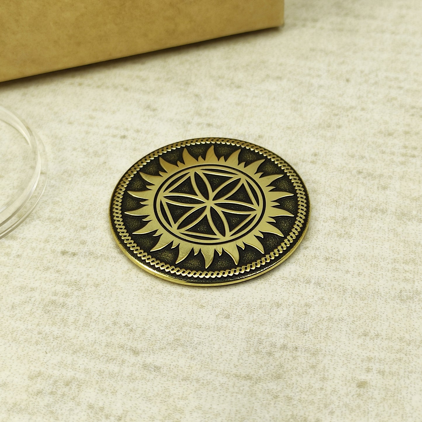 Personalized Brass Coin Perun Star – Slavic Protective Talisman with Custom Engraving