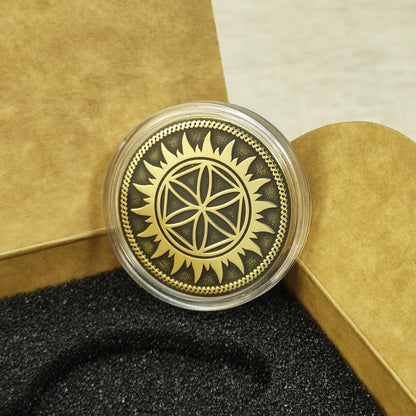 Personalized Brass Coin Perun Star – Slavic Protective Talisman with Custom Engraving