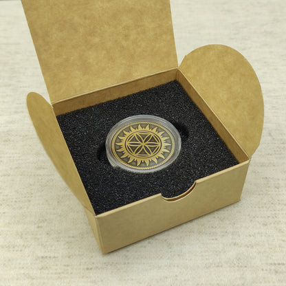 Personalized Brass Coin Perun Star – Slavic Protective Talisman with Custom Engraving