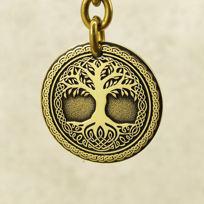 Brass Coin Keychain "Tree of Life" – Symbolic Gift with Engraved Design