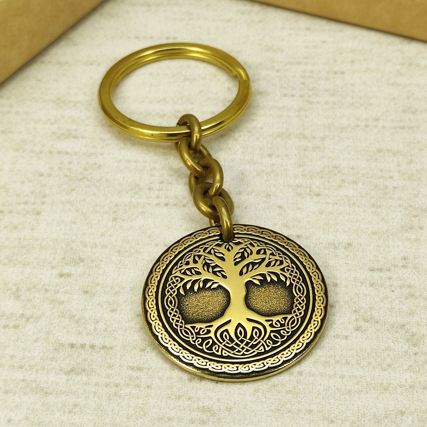 Brass Coin Keychain "Tree of Life" – Symbolic Gift with Engraved Design