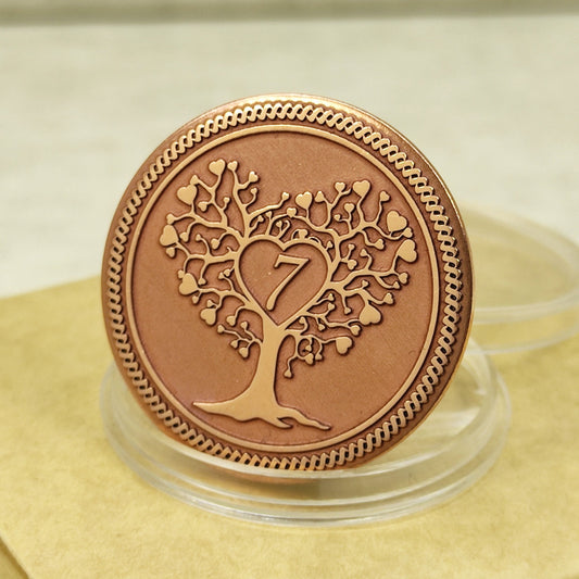 Personalized Copper Anniversary Coin for 7th, 9th, 22nd & 32nd Copper Wedding Anniversary — Custom Engraved Gift