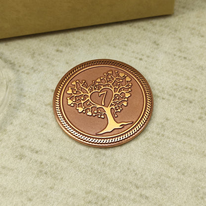 Personalized Copper Anniversary Coin for 7th, 9th, 22nd & 32nd Copper Wedding Anniversary — Custom Engraved Gift