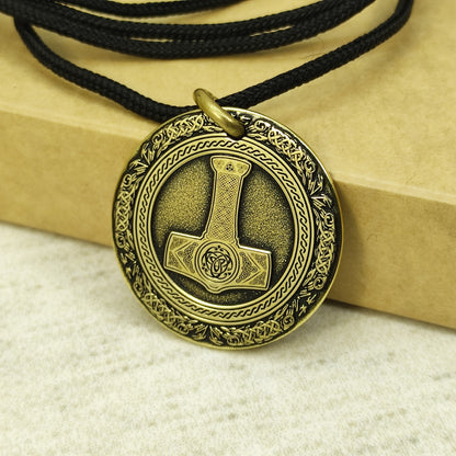 Brass Thor’s Hammer Coin Pendant - Norse Amulet with Personalization