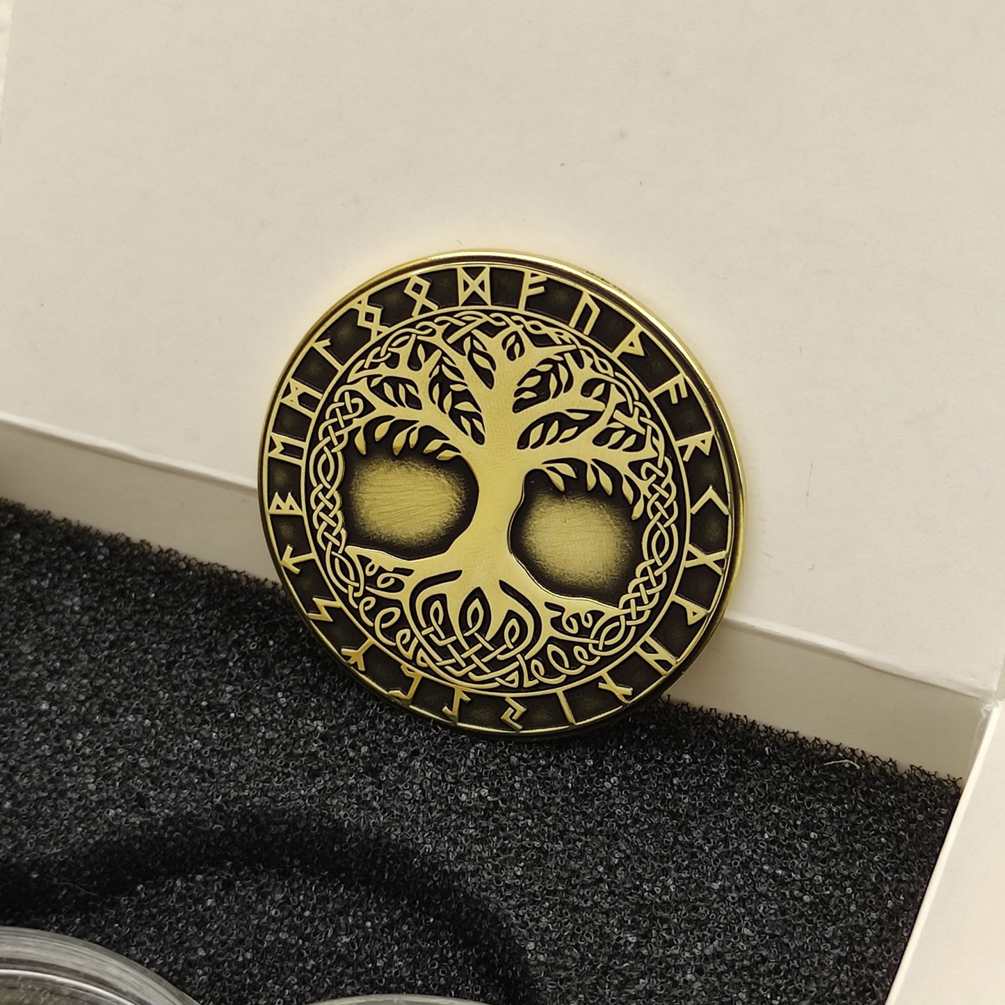 Brass Coin "Tree of Life (Yggdrasil)" with Custom Engraving – Norse Symbol of Strength, Harmony & Eternity