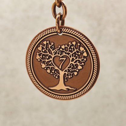 Copper Coin Keychain with Tree of Life – 7th Wedding Anniversary Gift