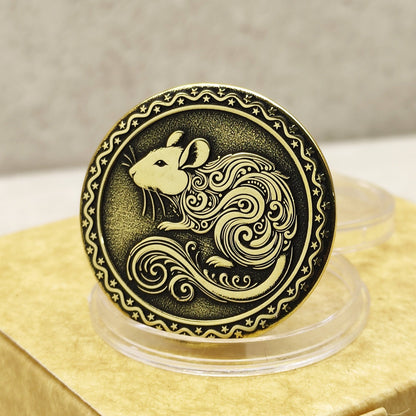 Brass Chinese Zodiac Coin Year of the Rat with Personalization