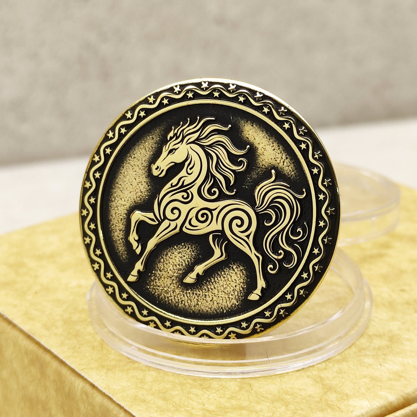 Brass Zodiac Coin — Year of the Red Fire Horse with Personalization