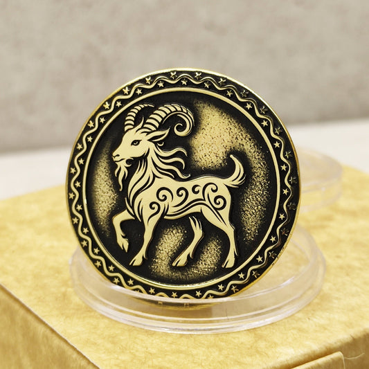 Brass Chinese Zodiac Coin – Year of the Goat Gift Coin with Custom Engraving and Personalization