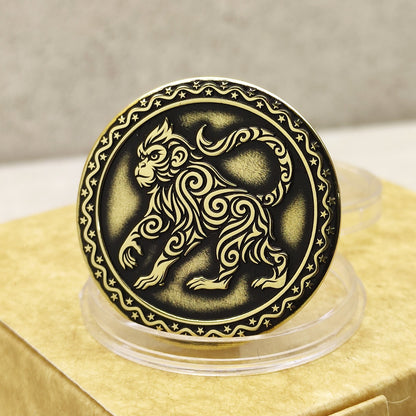 Exclusive Brass Coin "Year of the Monkey" – Chinese Zodiac Symbol of Luck and Wisdom, Personalized Gift