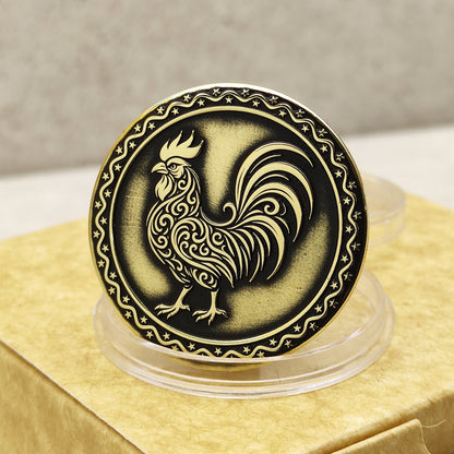 Brass Eastern Zodiac Coin — Year of the Rooster with Personalization