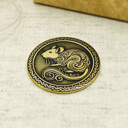 Brass Chinese Zodiac Coin Year of the Rat with Personalization
