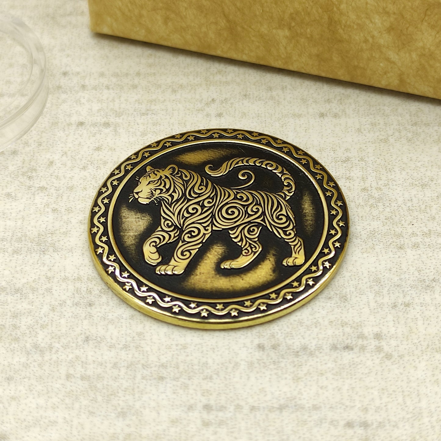 Brass Coin of the Eastern Zodiac — Year of the Tiger with Personalization