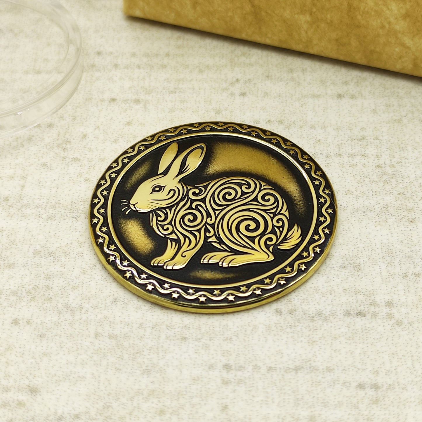Brass Eastern Zodiac Coin — Year of the Rabbit. Personalized Gift Coin