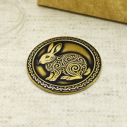 Brass Eastern Zodiac Coin — Year of the Rabbit. Personalized Gift Coin