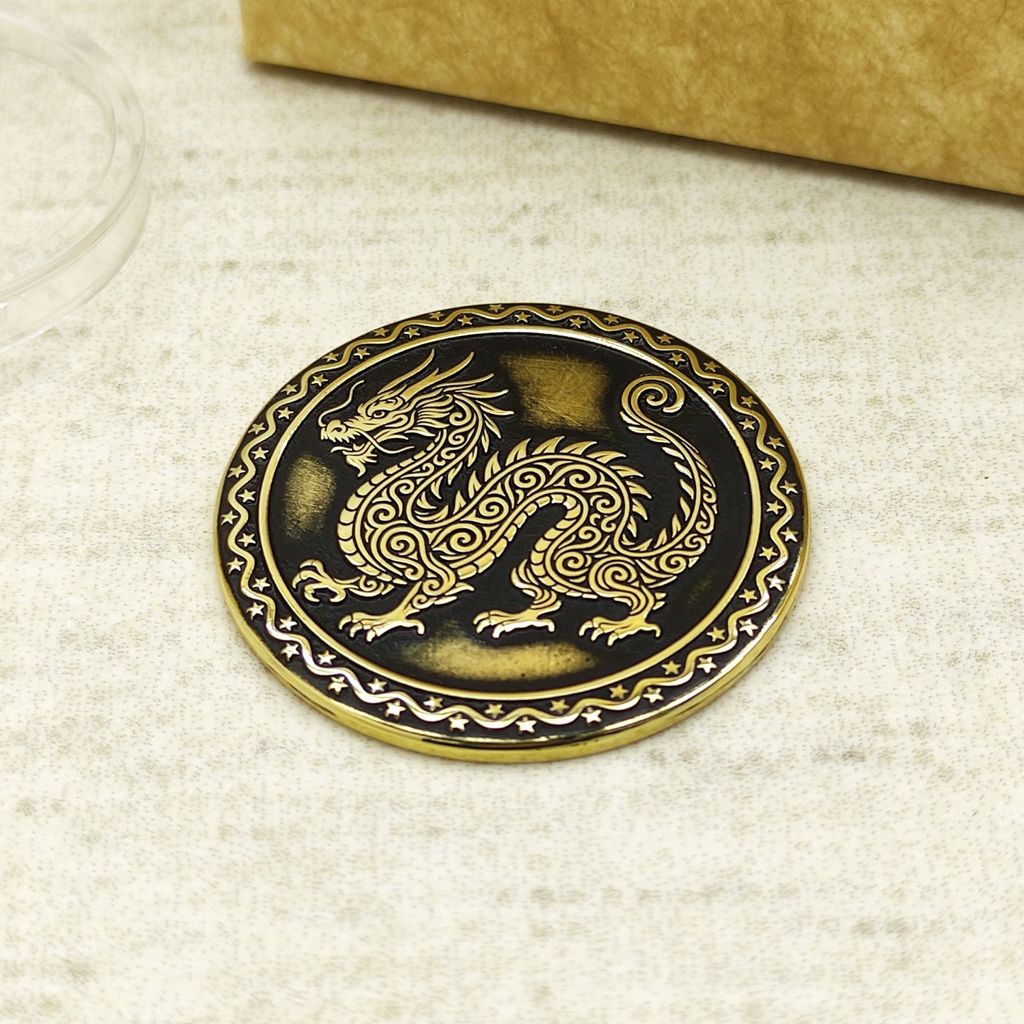 Brass Eastern Zodiac Coin — Year of the Dragon. Personalized Lucky Gift Coin