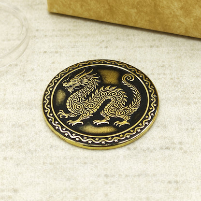 Brass Eastern Zodiac Coin — Year of the Dragon. Personalized Lucky Gift Coin