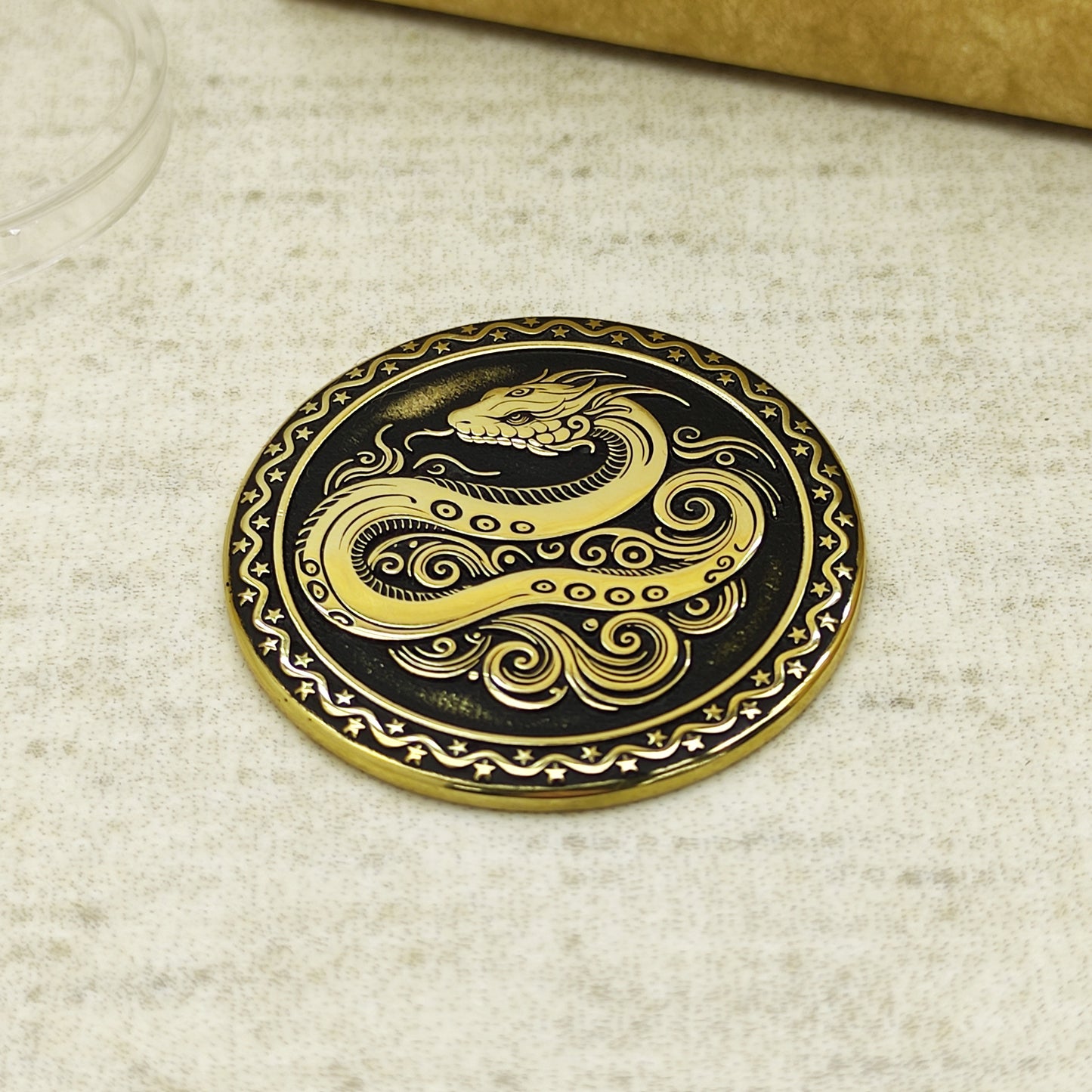 Brass Eastern Zodiac Coin — Year of the Snake. Personalized Wisdom Talisman