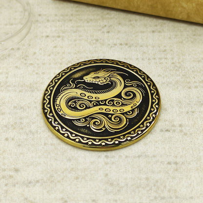 Brass Eastern Zodiac Coin — Year of the Snake. Personalized Wisdom Talisman