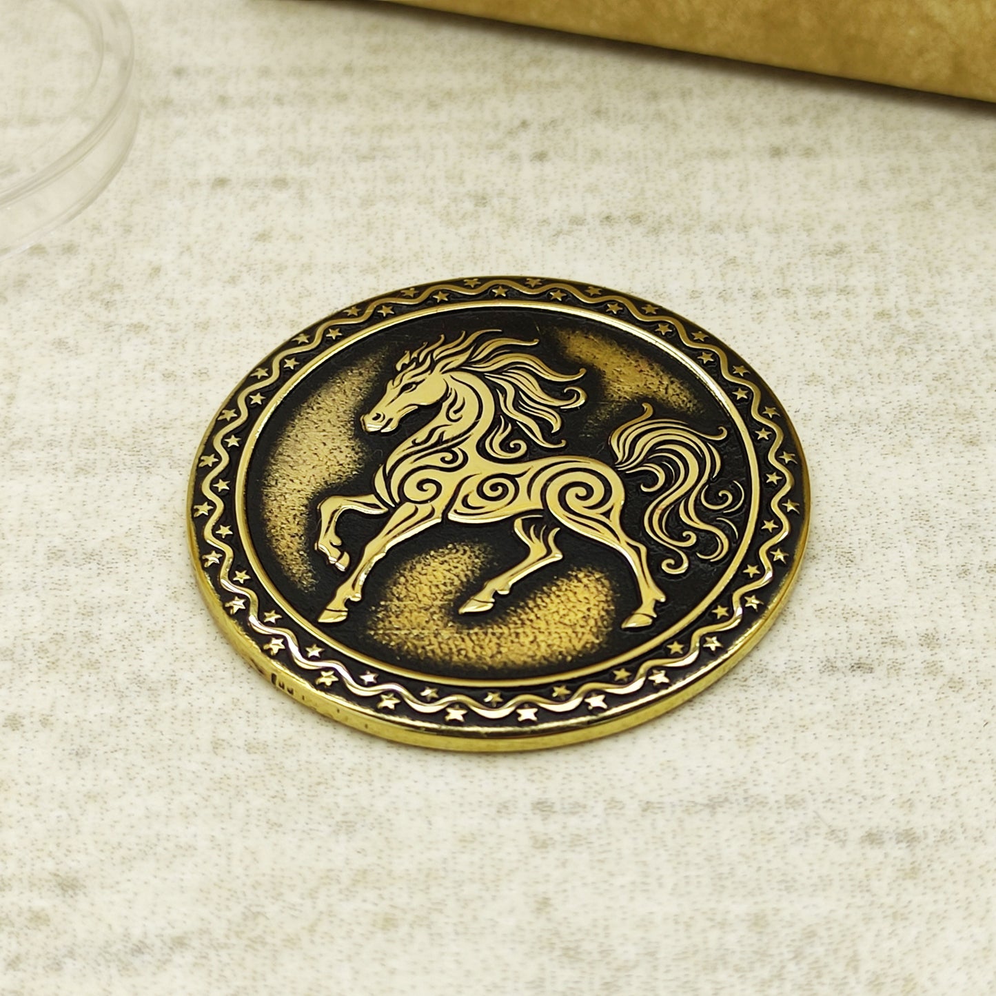 Brass Zodiac Coin — Year of the Red Fire Horse with Personalization