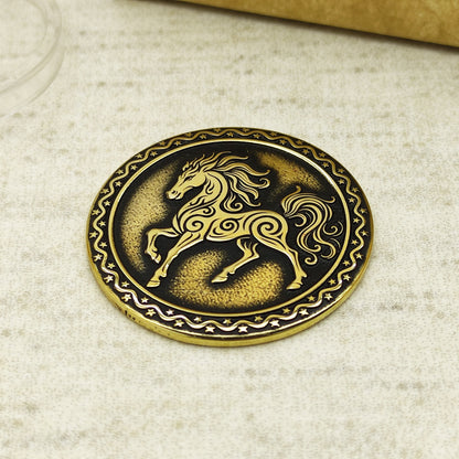 Brass Zodiac Coin — Year of the Red Fire Horse with Personalization